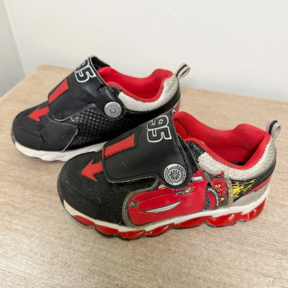 Pixar CARS Red Lightning McQueen Shoes Sneakers Slip On Boy Kid Toddler Size 11